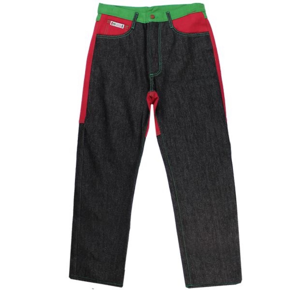 Cross Colours| VINTAGE Color Block Jeans - Black/Red/Green